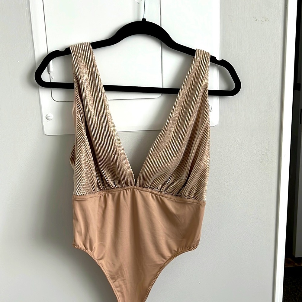 Gold shimmer bodysuit top